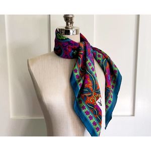 Yves Saint Laurent Vintage Bright Handrolled Silk Scarf